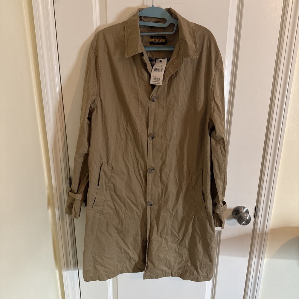 NWT Ralph Lauren Rugby Tan Cotton Mackintosh Style Trench Coat Men's Med No Belt